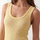 Women’s openwork knit maxi dress with a diamond knit texture, round neckline, wide straps, and sleeveless design for beach and summer wear.