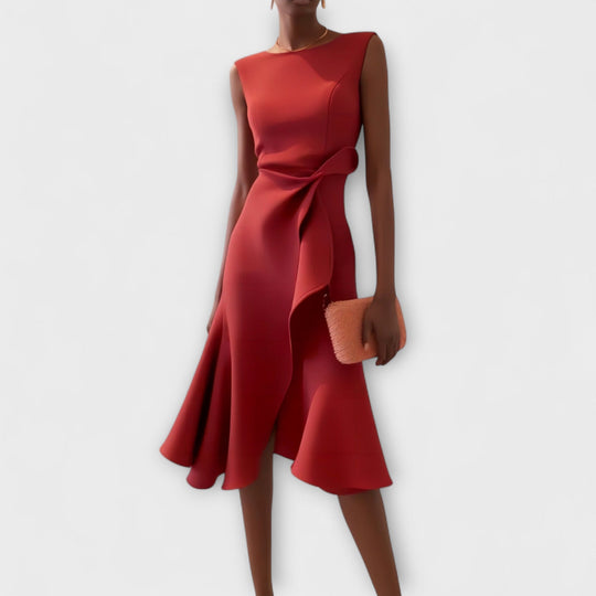 Liza – Asymmetric Draped Midi Dress