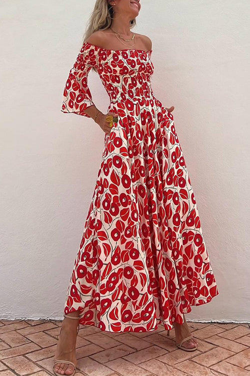 Ingrid™ | Off Shoulder Bell Sleeves Maxi Dress