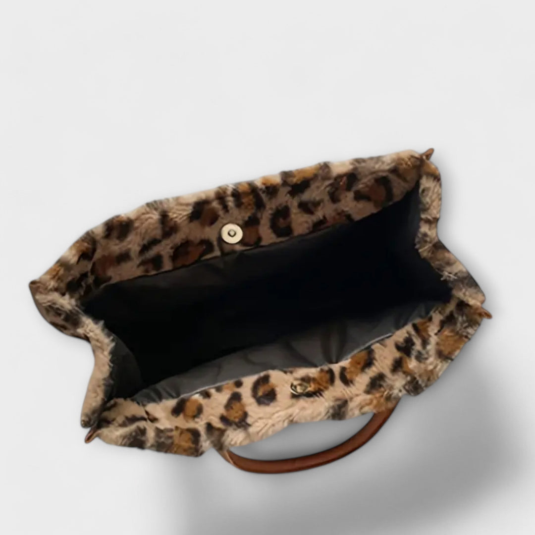 Odalys - Chic Leopard Print Plush Tote