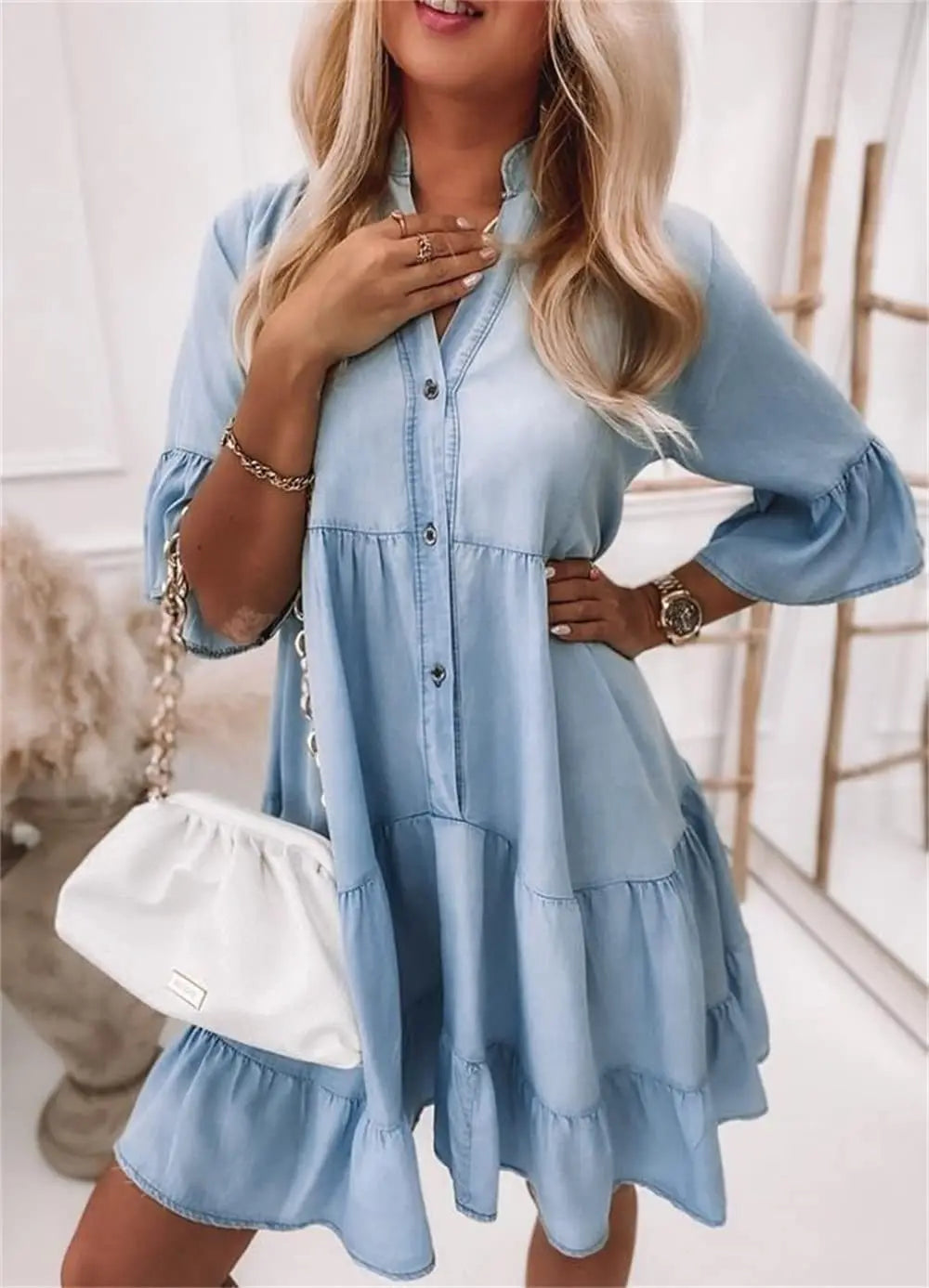 Jenny ™ | Ruffled Denim Dress