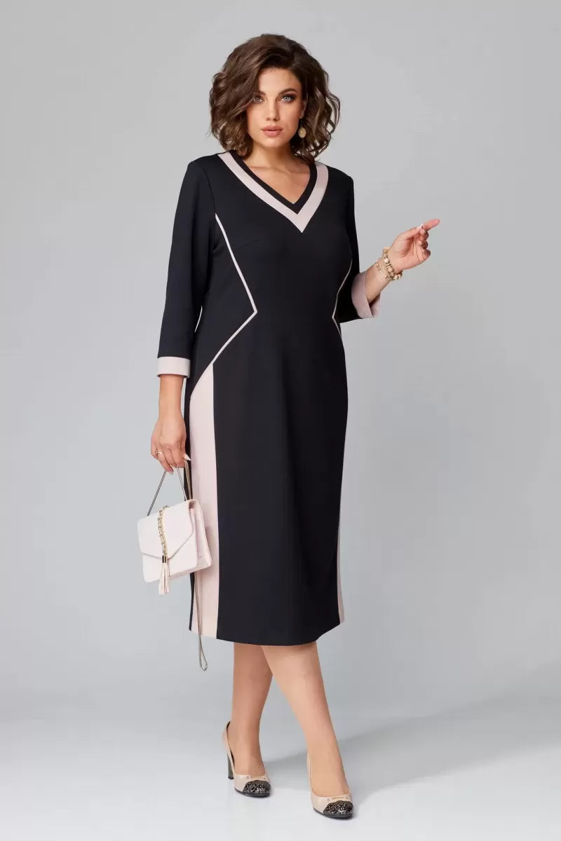Fenna - Elegant V-Neck Midi Dress