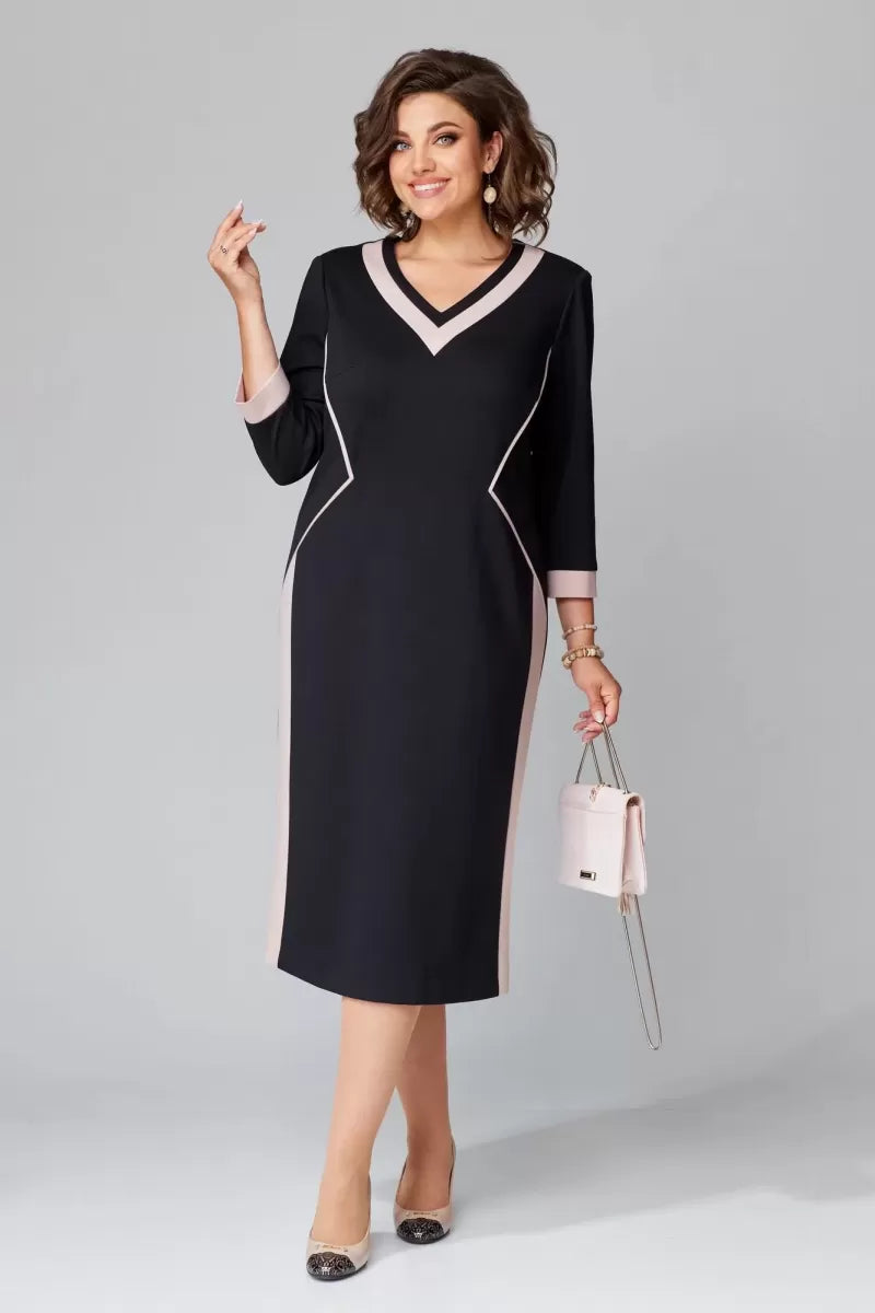 Fenna - Elegant V-Neck Midi Dress