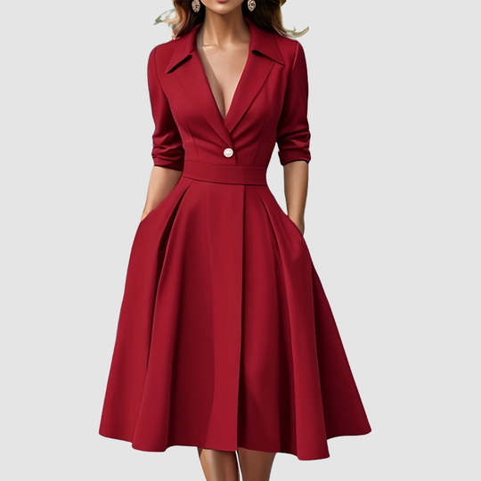 Rosalie - Buttoned Long-Sleeve Midi Dress