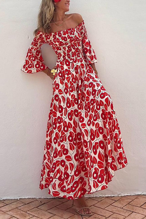 Ingrid™ | Off Shoulder Bell Sleeves Maxi Dress