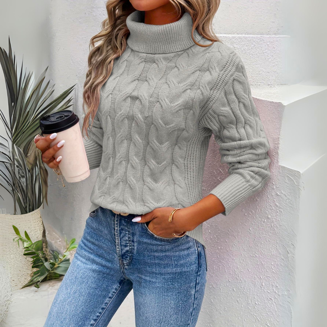 Giorgia | Cable Knit Roll Neck Sweater