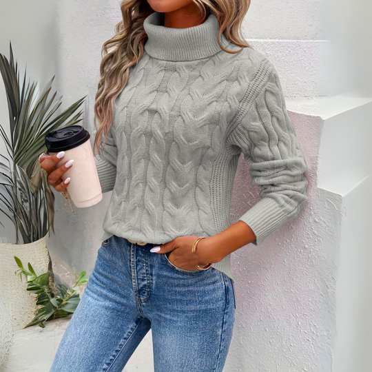 Giorgia | Cable Knit Roll Neck Sweater
