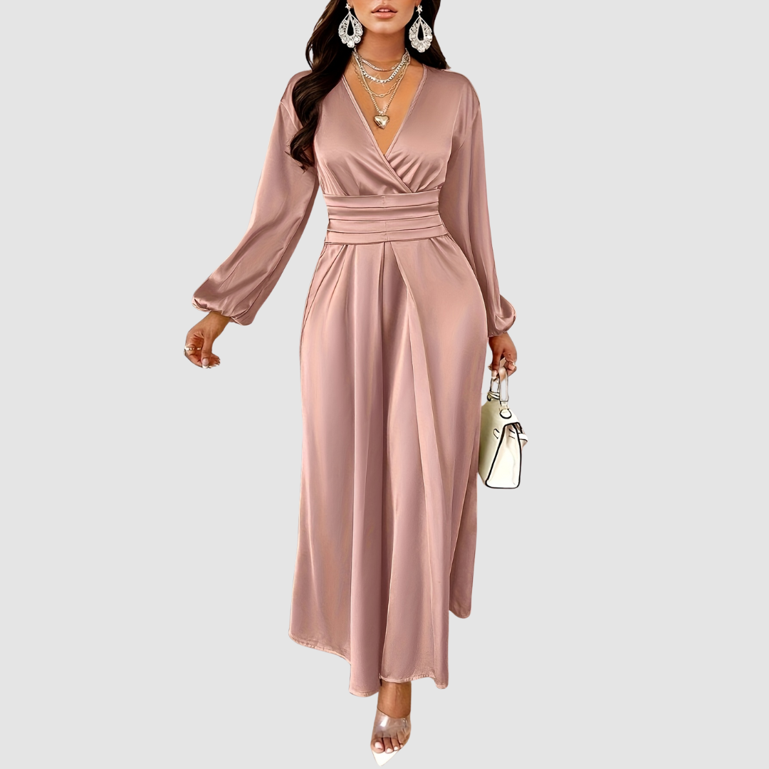 Eleanor - Pleated Satin Maxi Dress