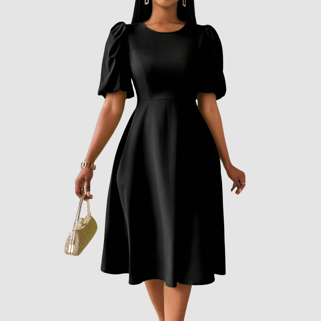 Clara - Refined Black Midi Dress
