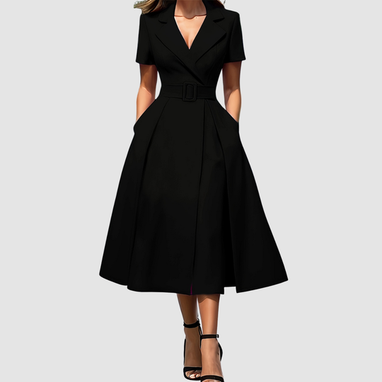 Celina - Elegant Black A-Line Dress
