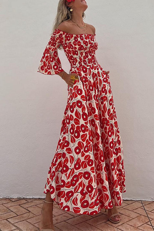 Ingrid™ | Off Shoulder Bell Sleeves Maxi Dress