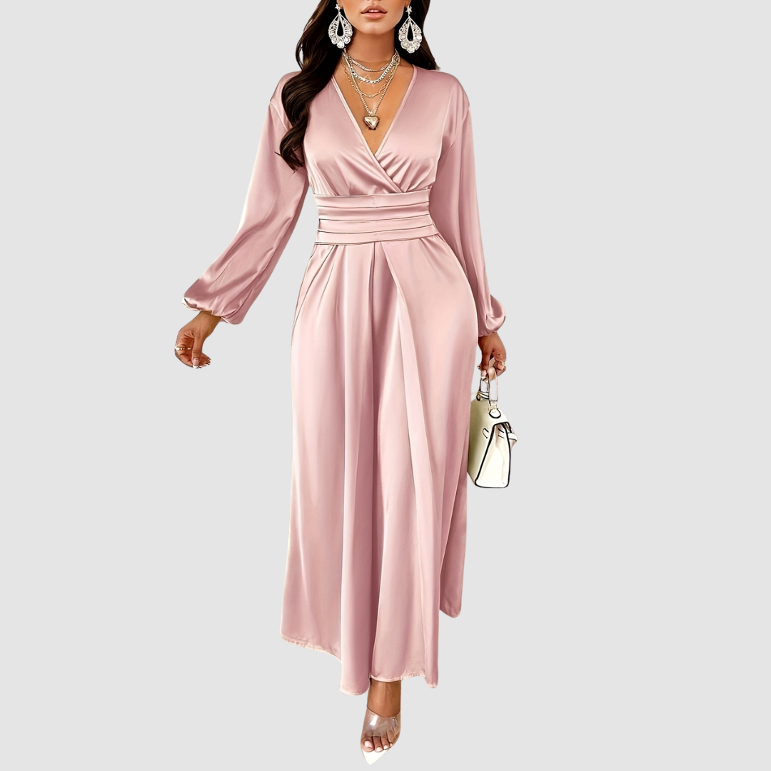 Eleanor - Pleated Satin Maxi Dress