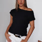 Women’s One-Shoulder Knit Top with Stretch Fabric