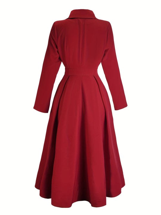 Rosalie - Buttoned Long-Sleeve Midi Dress