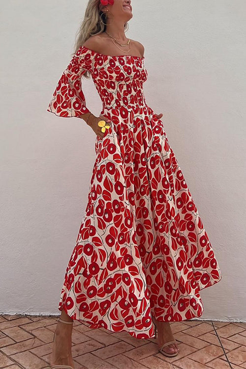 Ingrid™ | Off Shoulder Bell Sleeves Maxi Dress