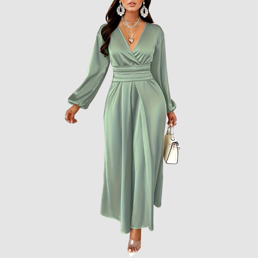 Eleanor - Pleated Satin Maxi Dress