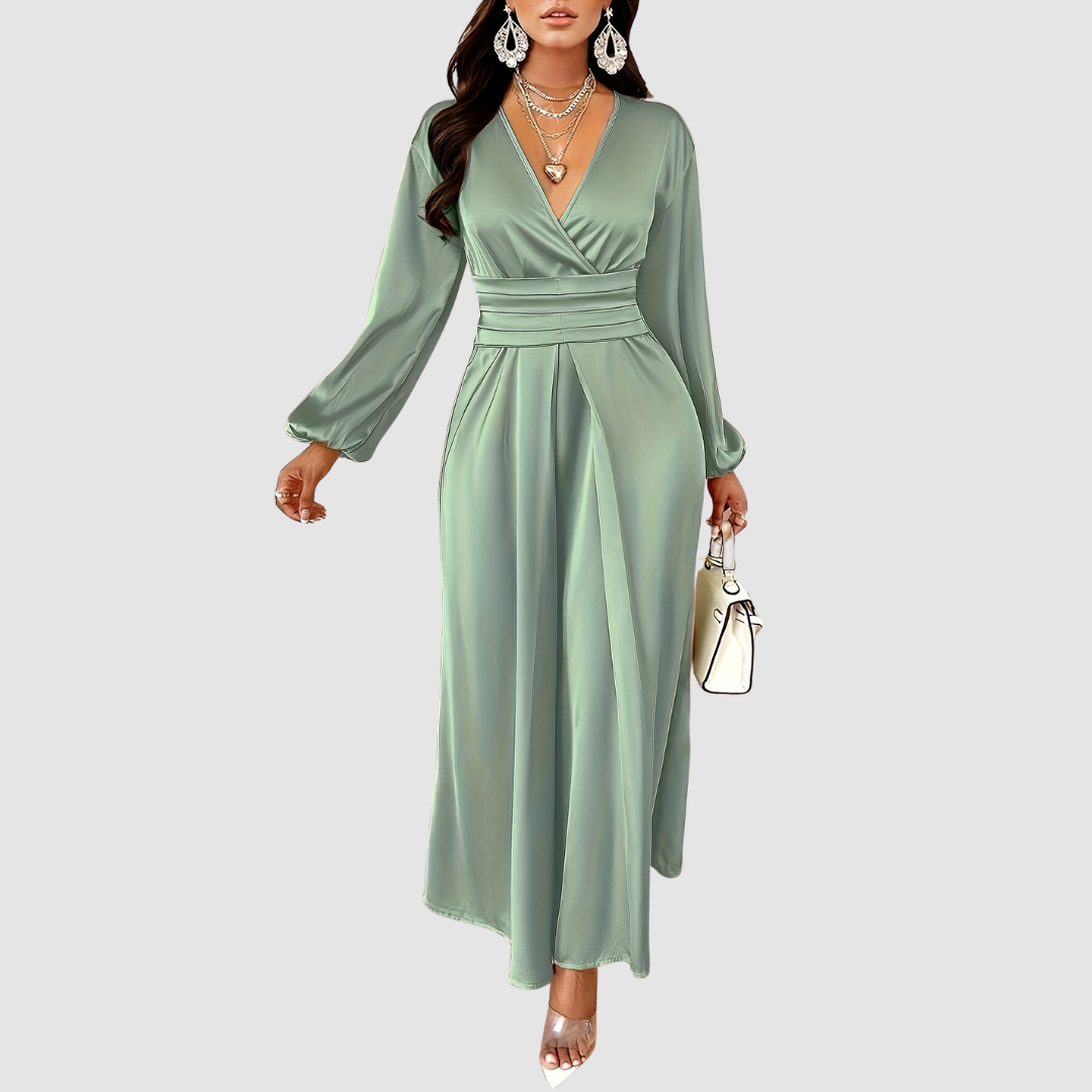 Eleanor - Pleated Satin Maxi Dress