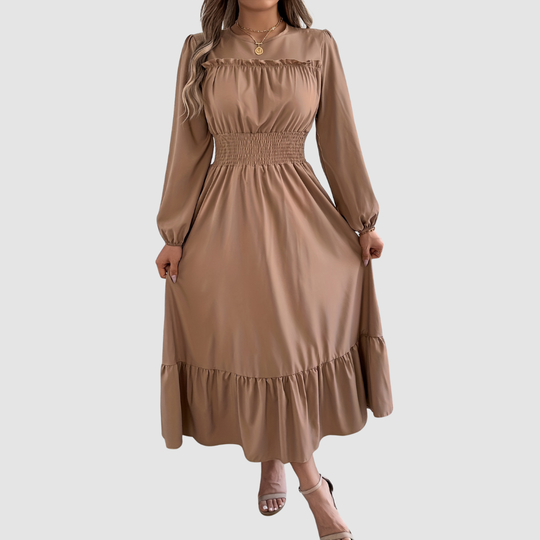 Isola - Navy Ruffled Hem Midi Dress