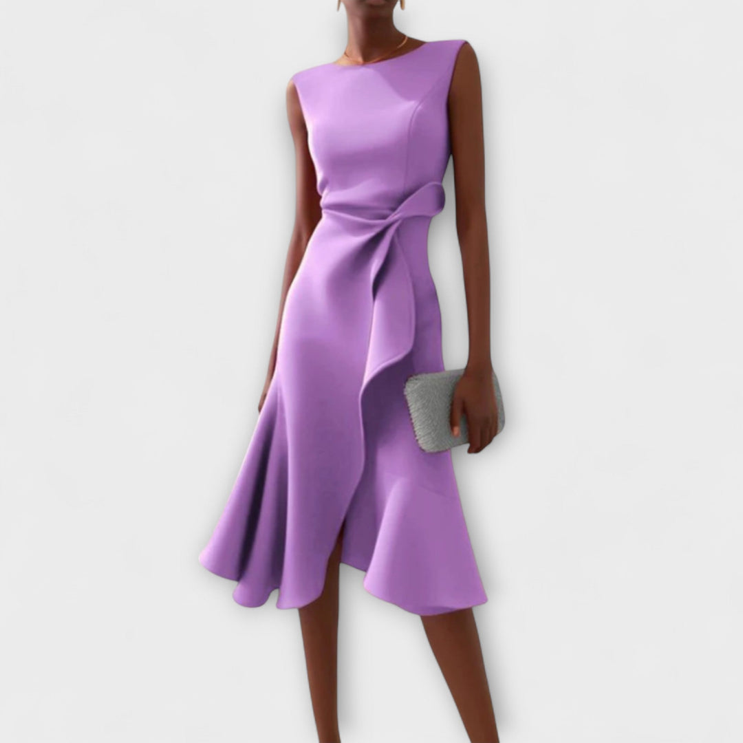 Liza – Asymmetric Draped Midi Dress