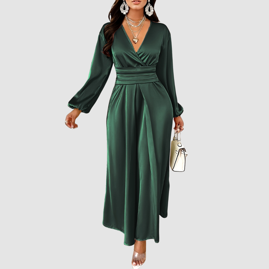Eleanor - Pleated Satin Maxi Dress