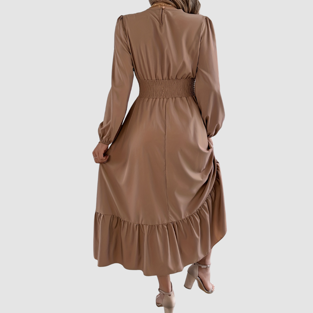 Isola - Navy Ruffled Hem Midi Dress