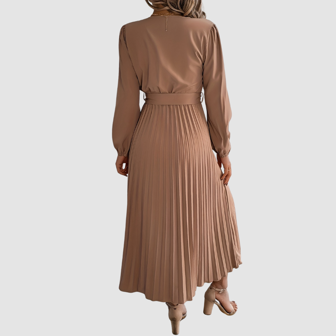 Celeste - Pleated Long-Sleeve Midi Dress