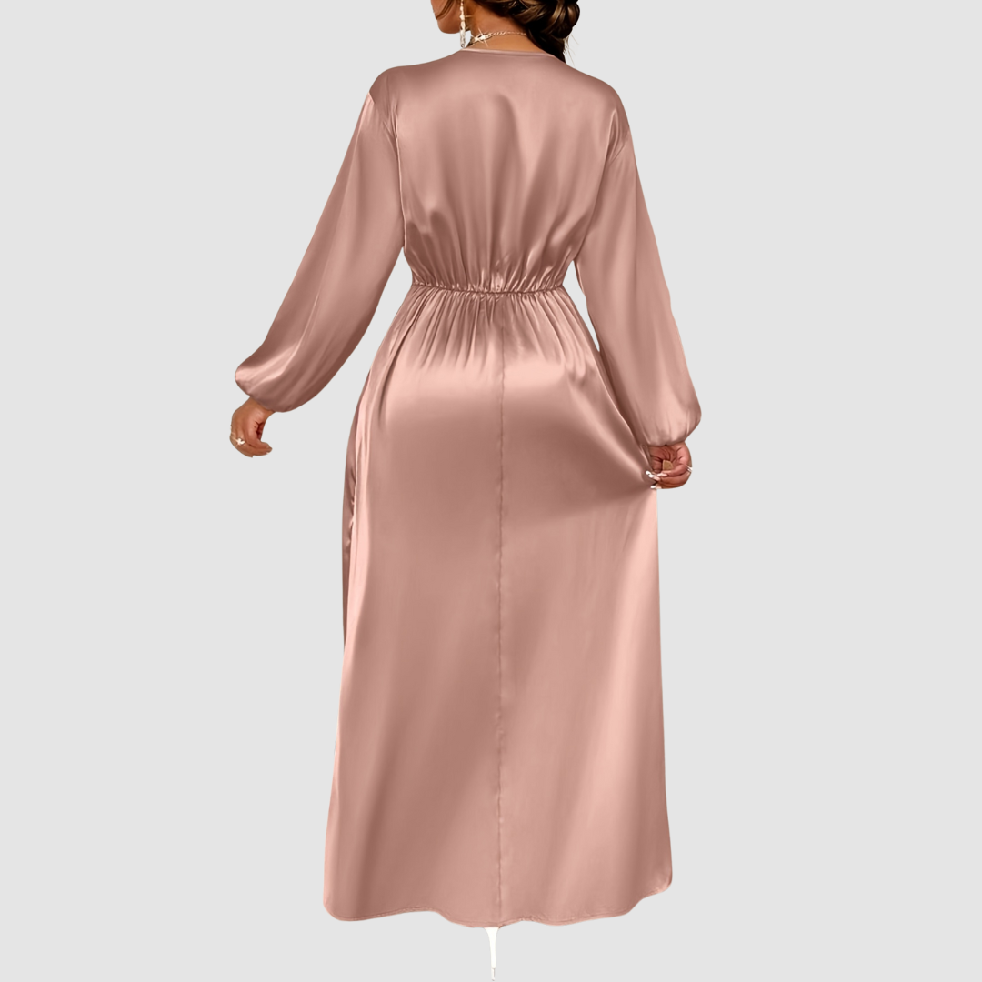 Eleanor - Pleated Satin Maxi Dress