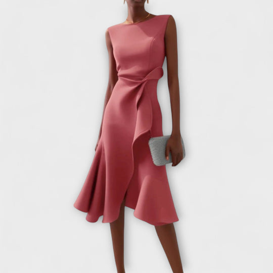 Liza – Asymmetric Draped Midi Dress