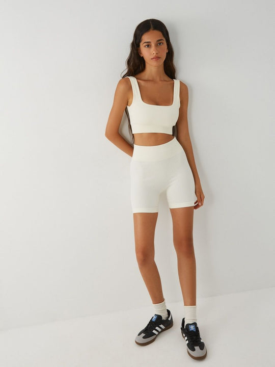 Biker Set - FitBasic - White - Final Sale