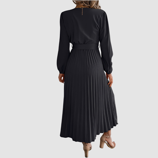 Celeste - Pleated Long-Sleeve Midi Dress