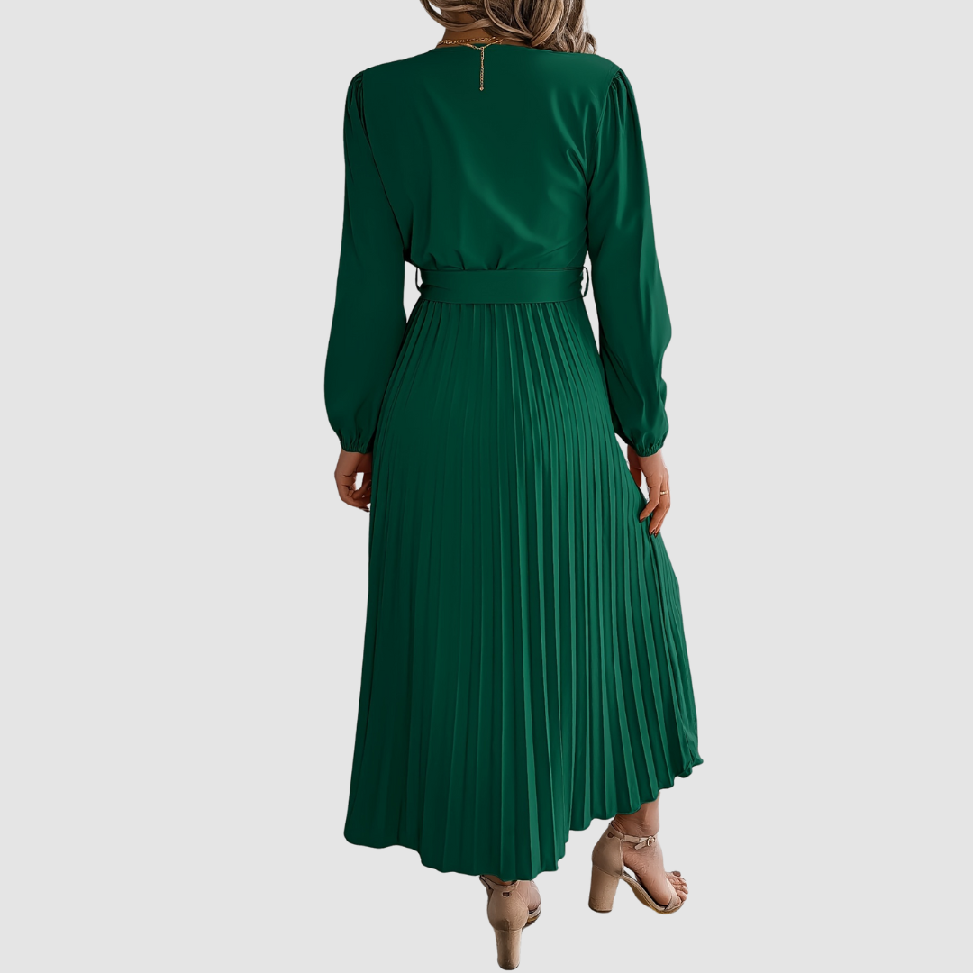 Celeste - Pleated Long-Sleeve Midi Dress