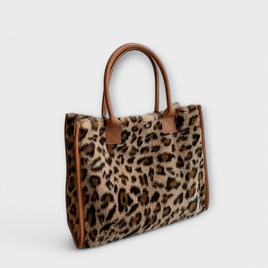 Odalys - Chic Leopard Print Plush Tote