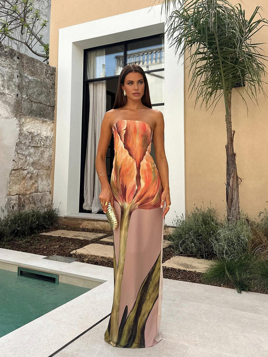 Olympia ™ | Floral Print Satin Dress