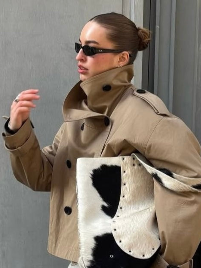 Women’s Short Belted Trench Coat with Waist Tie for Casual & Smart Wear