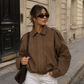 Women's Suede Oversized Bomber Jacket