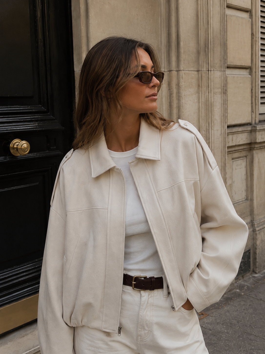 Women's Suede Oversized Bomber Jacket
