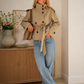 Women's Cropped Trench Jacket - Beige Belted Double Breasted Coat