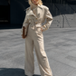Women's Cropped Trench Jacket - Double Breasted Belted Coat