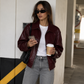 Women’s Cropped Zip-Up Leather Jacket