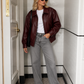 Women’s Cropped Zip-Up Leather Jacket