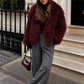 Women’s Fur Jacket with Fluffy Texture for Winter & Evening Wear