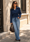 Women's Cropped Trench Jacket - Double Breasted Belted Coat