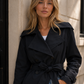 Women's Cropped Trench Jacket - Double Breasted Belted Coat