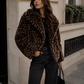 Women’s Plush Faux Fur Jacket with Fluffy Texture for Winter & Evening Wear