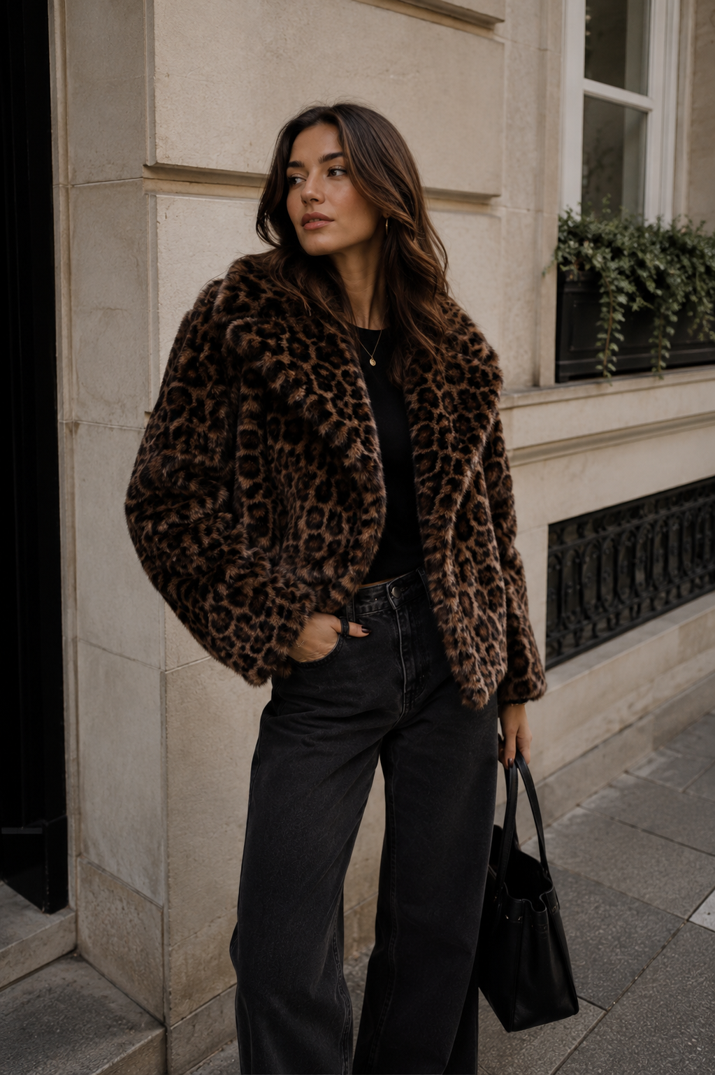 Women’s Plush Faux Fur Jacket with Fluffy Texture for Winter & Evening Wear