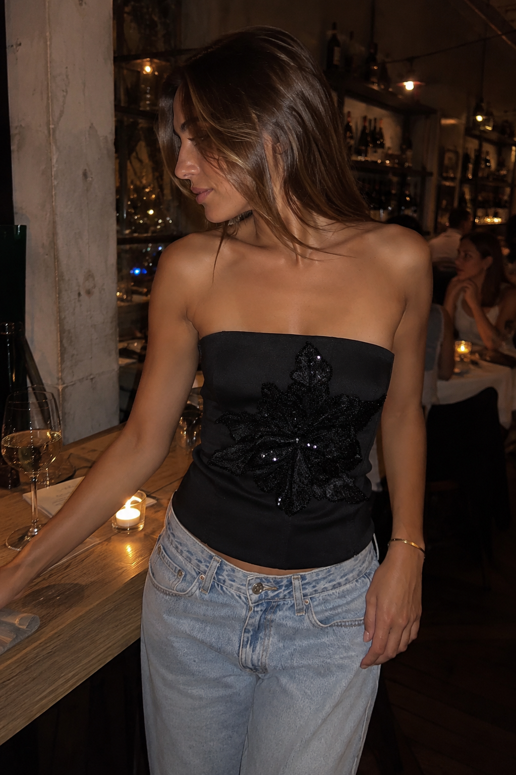 Women’s Beaded Strapless Corset Bustier Top for Party & Evening Wear