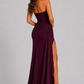Women’s Strapless Ruched Maxi Dress with Thigh Split for Formal & Evening Wear