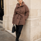 Women’s Belted Puffer Jacket with Front Zipper for Winter & Casual Wear