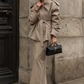 Women’s Long Lapel Coat with Lace-Up Detail for Office & Smart Casual Wear