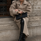 Women’s Long Lapel Coat with Lace-Up Detail for Office & Smart Casual Wear